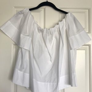 Vince White Off the Shoulder Cotton Blouse